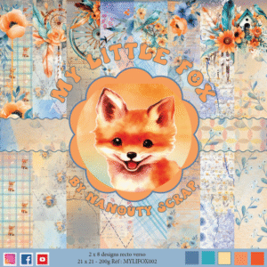 Set de papiers créatifs – Collection «My Little Fox» – Format 21x21 cm