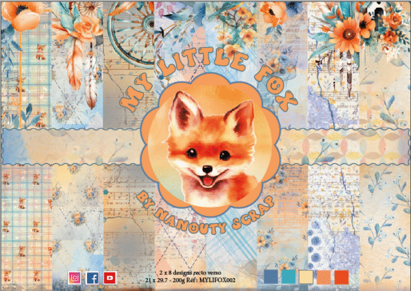Set de papiers créatifs – Collection «My Little Fox» – Format A4