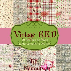 Set de papiers de fond  "Vintage Red" A4