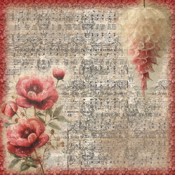 Set de papiers créatifs – Vintage Red – 21 x 21 cm – Image 19