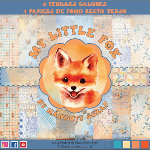 Set de papiers calque – Collection "My Little Fox" – 21 x 21 cm