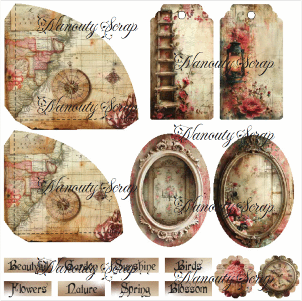 Set de papiers créatifs – Vintage Red – 21 x 21 cm – Image 2